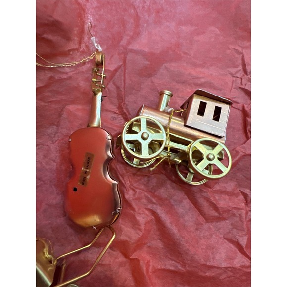 Train Instrument Stroller Gold Lot Christmas Ornament Holiday Decoration - Picture 5 of 6